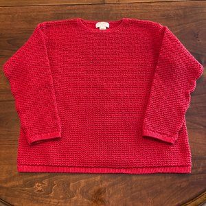 Jones New York Sport Red Knit Cotton Crewneck Sweater Size M